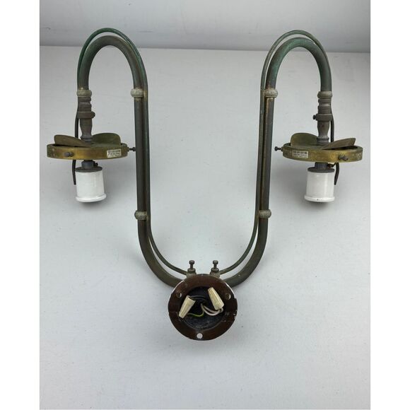 Antique Sugg Gas Lighting Copper Double Arm Wall Sconce Victorian Era London - Picture 10 of 15